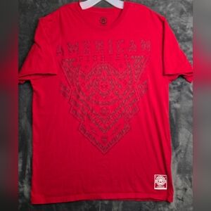 American Fighter Red Short Sleeve Tee with Tribal Design